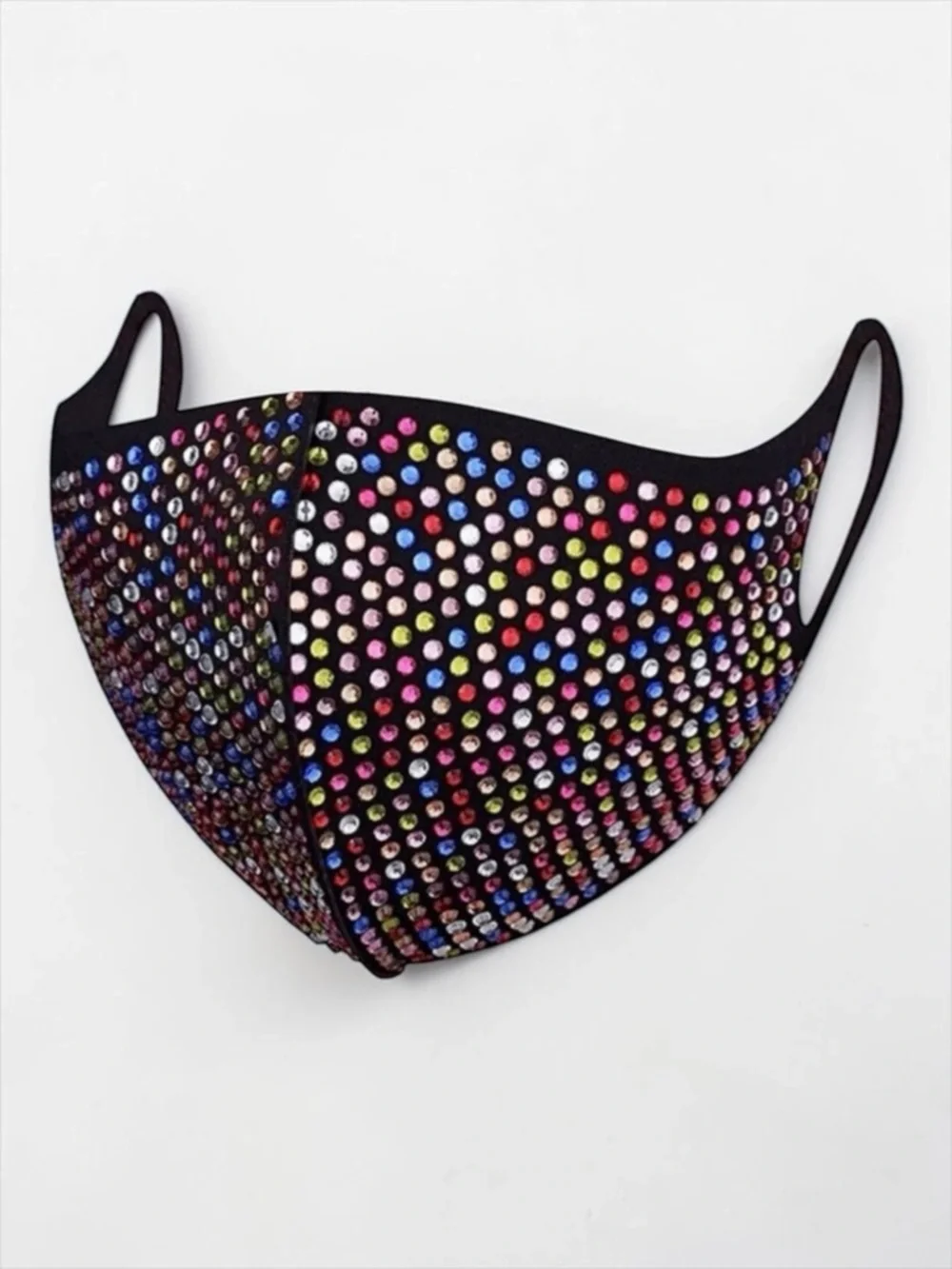 Rainbow Rhinestone Face Mask Crystal Festival Rave Pride Costume NWT